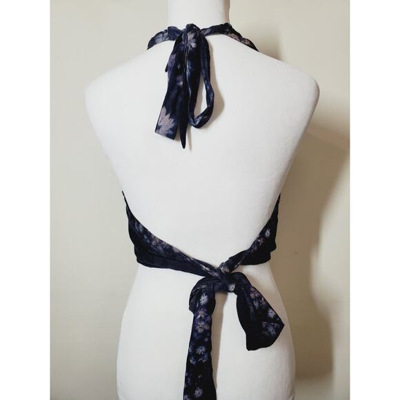 FREE PEOPLE Tessa Top Womens Xs Crop Top Floral Halter Dark Fairy Whimsigoth - Picture 4 of 8